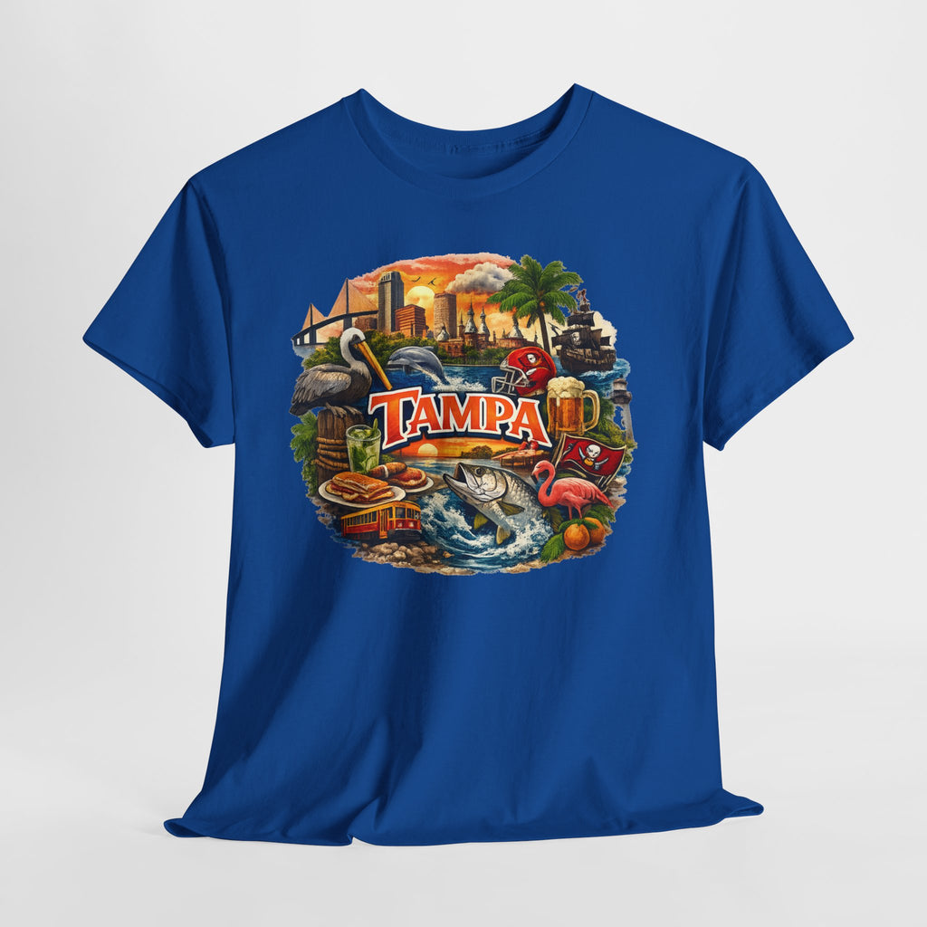 Tampa Florida Retro Scenic Tee — Vintage Beach, Skyline & Wildlife Graphic