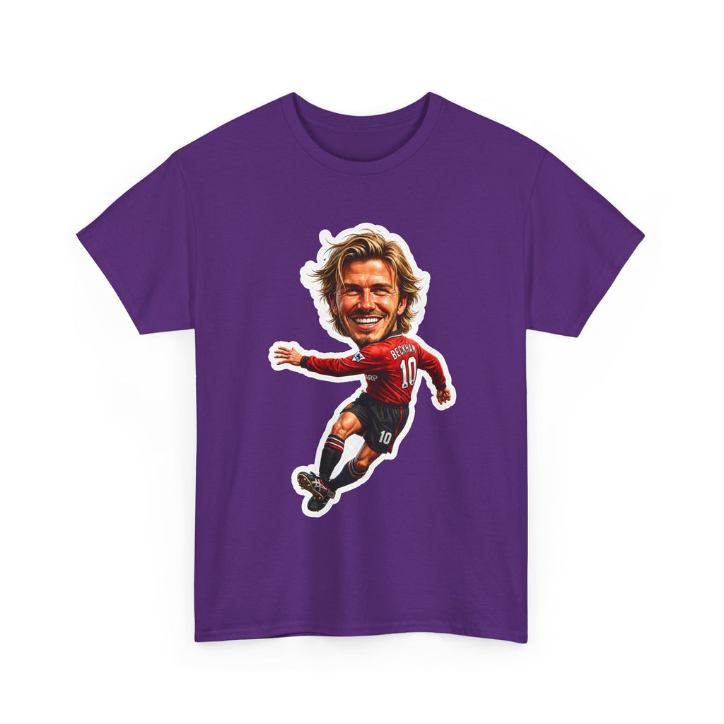 Beckham Caricature Cotton T-Shirt — Retro Football Player Graphic Tee