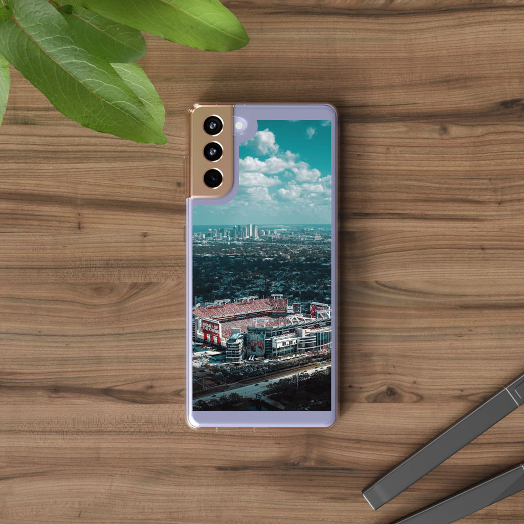 Tampa Bay Raymond James Stadium Clear Phone Case — Aerial City Stadium Design