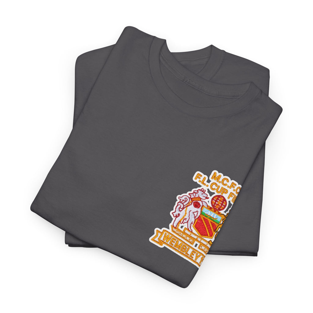 Manchester City 1976 League Cup Final Crest Cotton T‑Shirt — Vintage Football Fan Tee