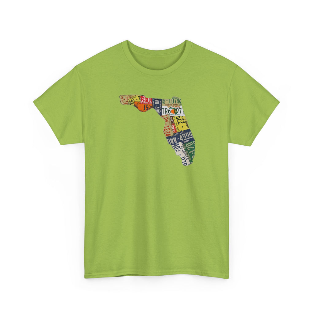 Florida License Plate Map T-Shirt — Vintage State Silhouette Tee