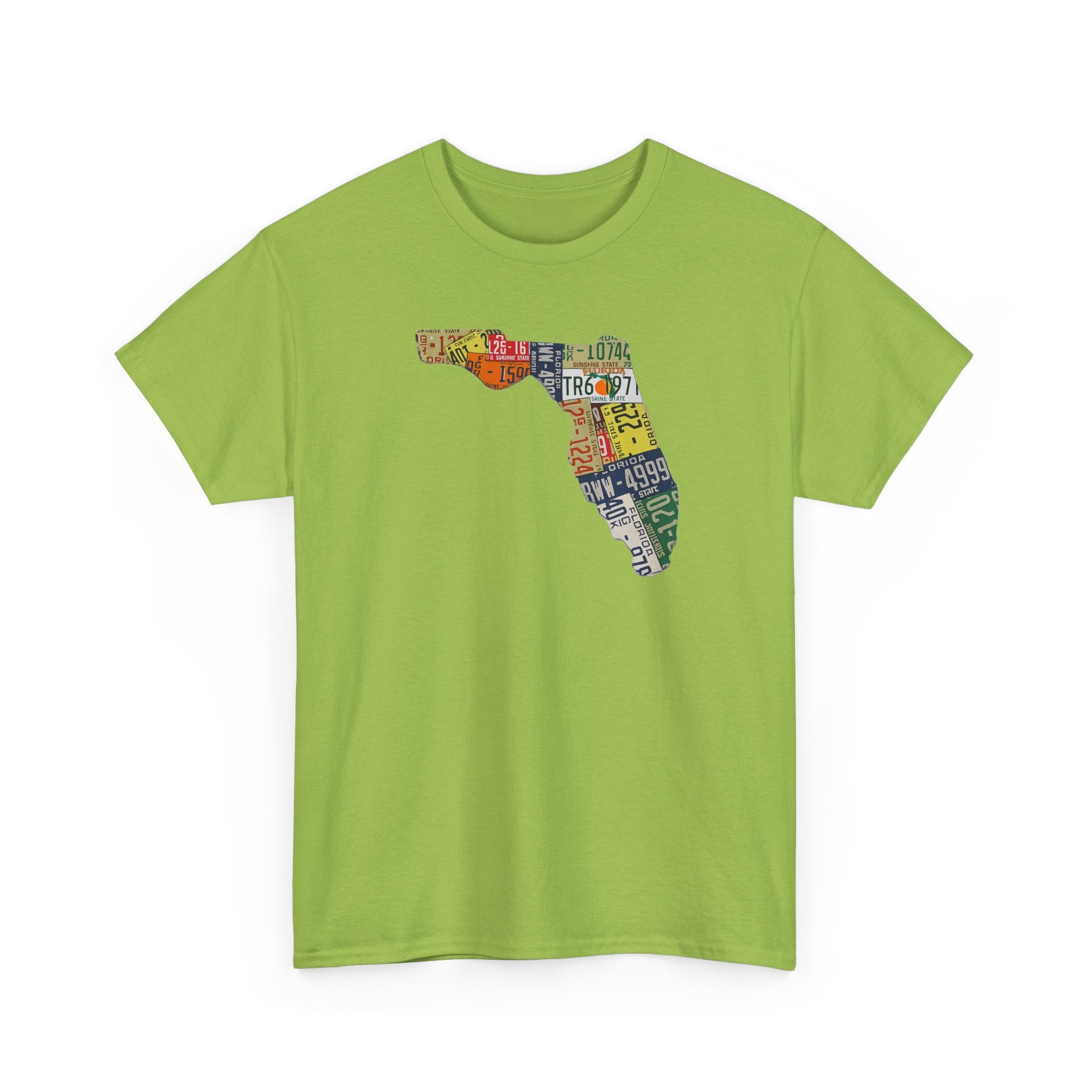 Florida License Plate Map T-Shirt — Vintage State Silhouette Tee