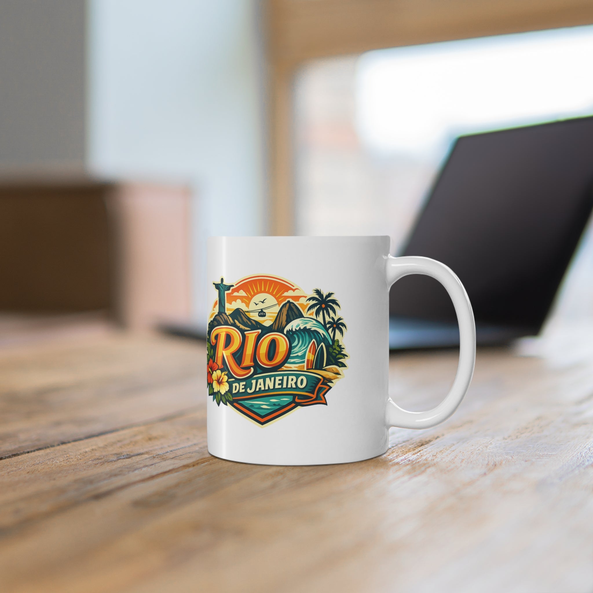 Rio de Janeiro Ceramic Coffee Mug — Vintage Tropical Travel Souvenir (11oz & 15oz)