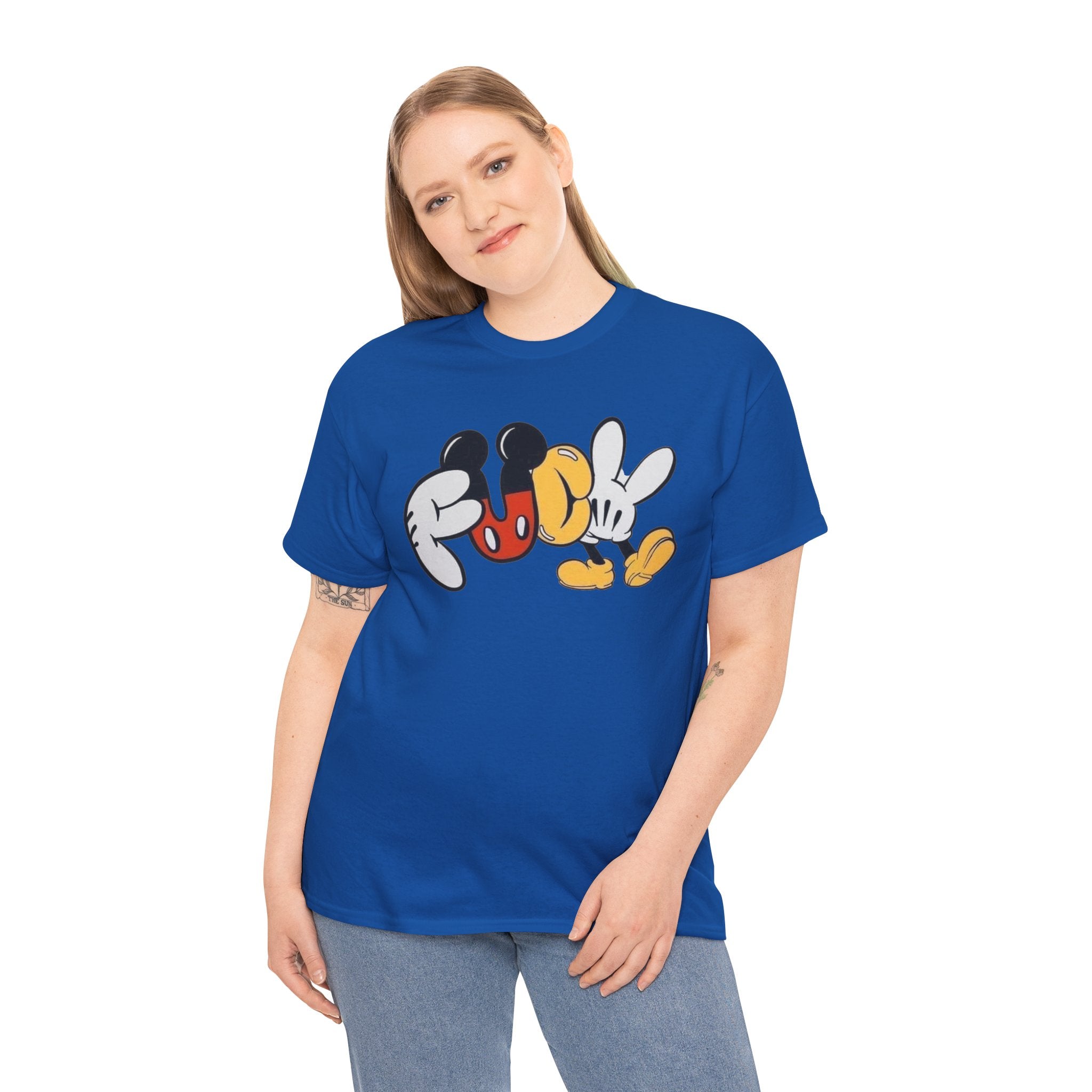 F**K Disney Graphic Tee — Playful Cartoon Hands & Shoes Design