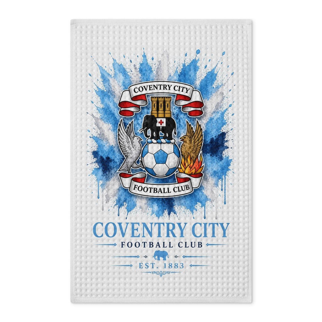 Coventry City Football Club Waffle Tea Towel — Double-Sided Soccer Crest Kitchen Towel