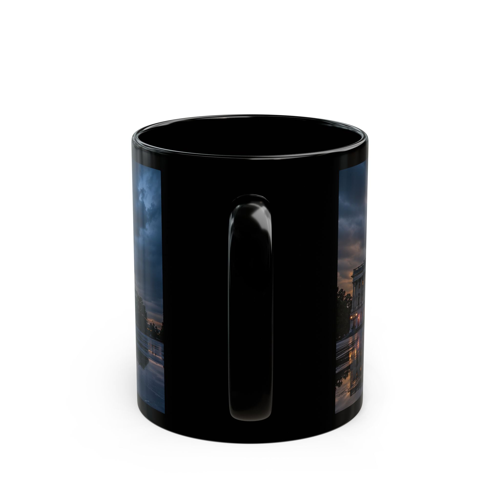 US Capitol Reflection Black Mug — Washington D.C. Skyline Coffee Cup (11oz, 15oz)