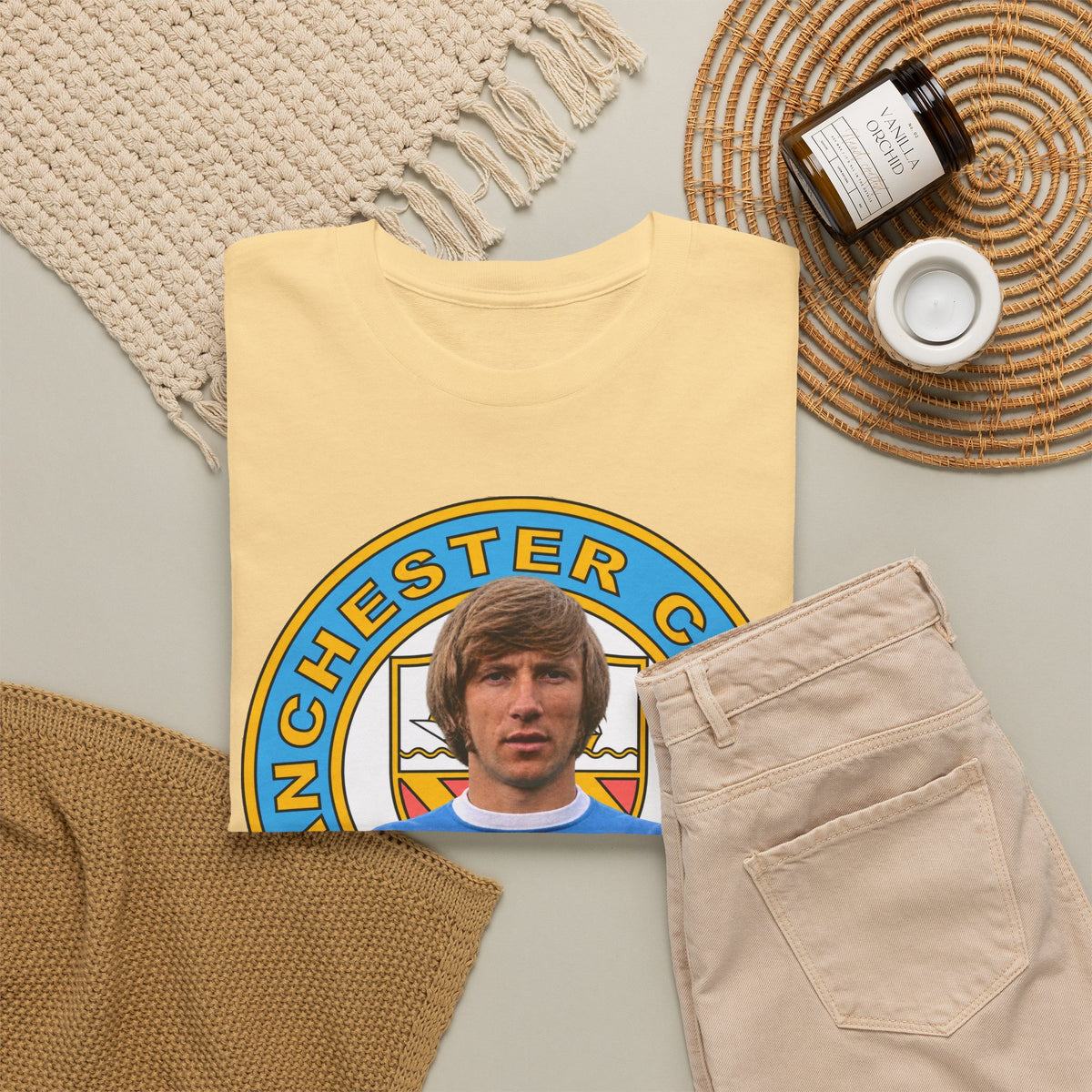 Colin Bell Manchester City Legend Cotton Tee — Retro Player Graphic