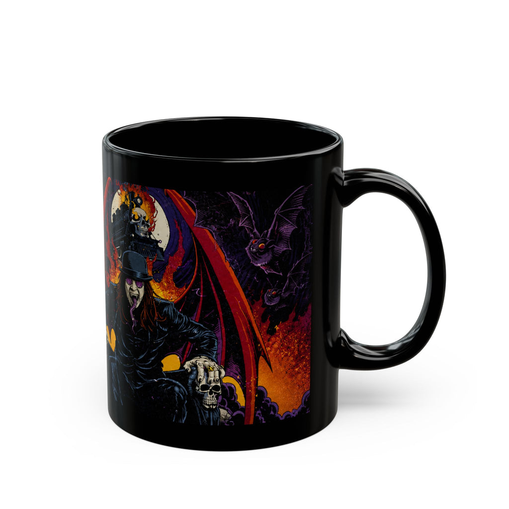 Gothic Halloween Black Mug — Demon Bat Witch Skull Design (11oz/15oz)
