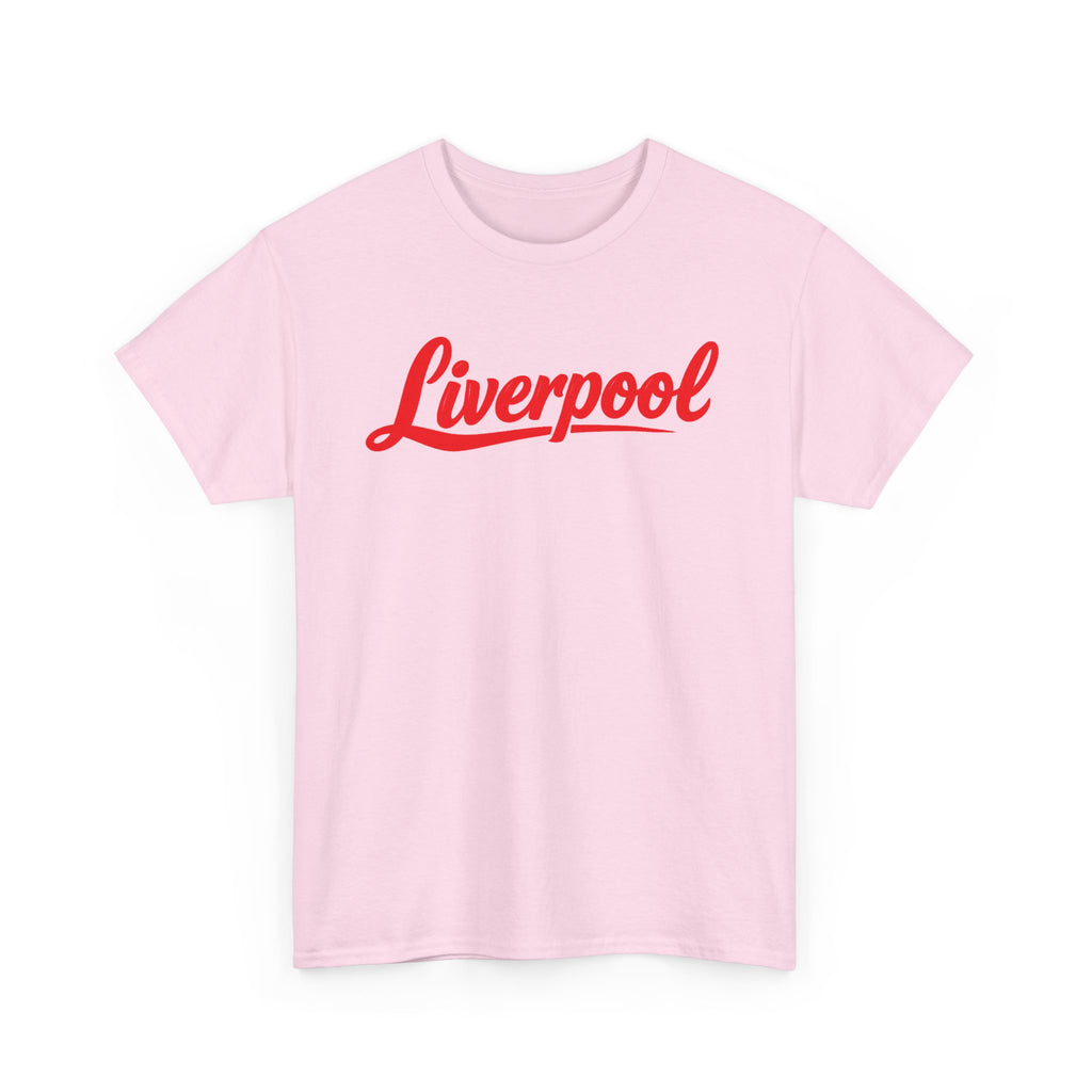 Liverpool Script T-Shirt — Retro Red Logo Tee for Fans