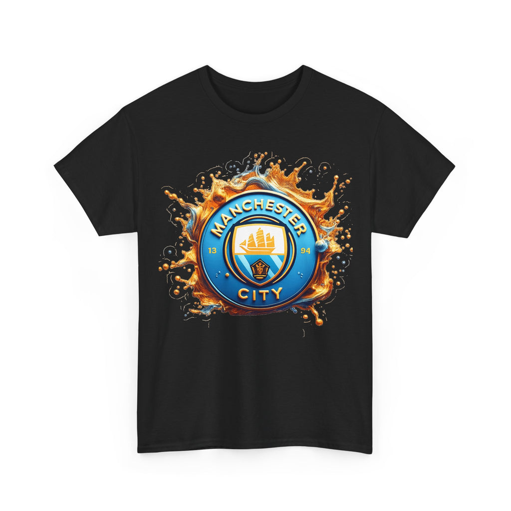 Manchester City Inspired Splash Logo Cotton T-Shirt