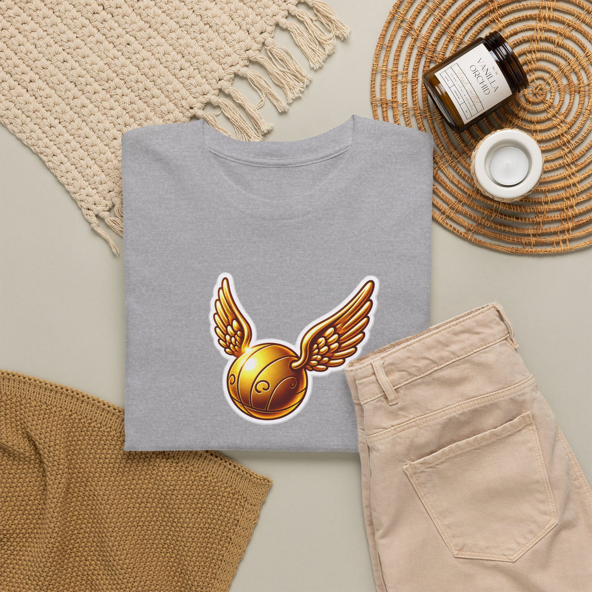 Golden Snitch Cotton T‑Shirt — Quidditch Wizarding Fan Tee