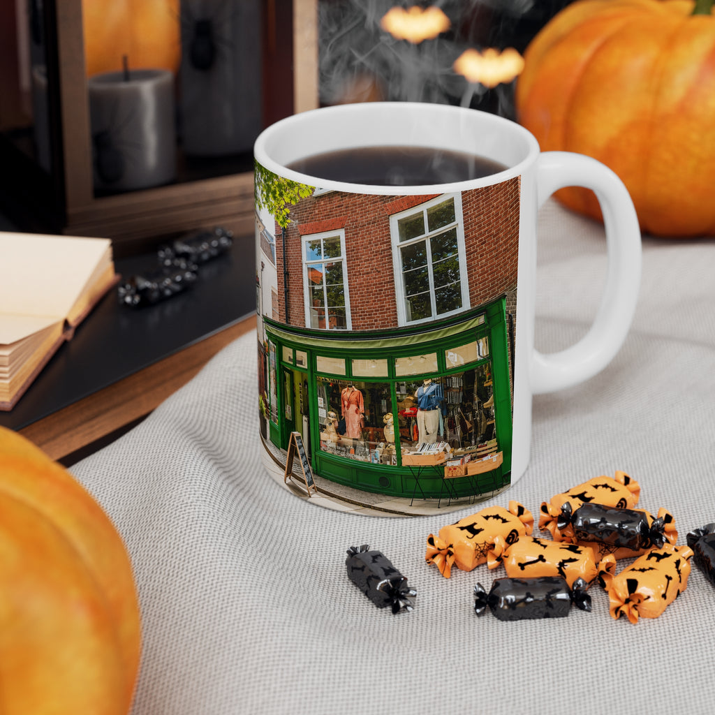Richmond Ted Lasso English Pub Street Scene Mug — Ceramic Coffee Cup (11oz & 15oz)