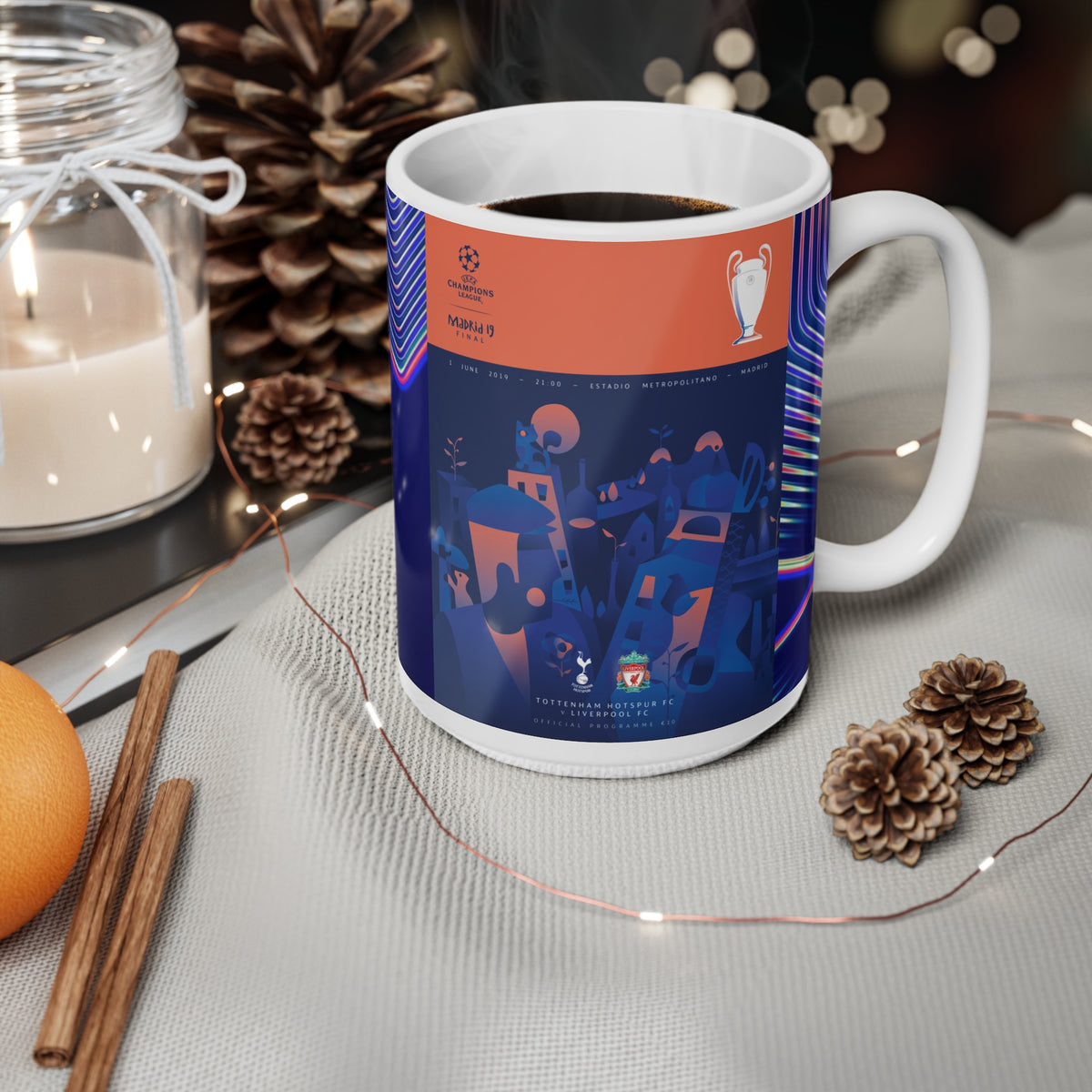 Liverpool 2018 & 2019 UEFA Champions League Finals Programme Covers Inspired Ceramic Coffee Mug — 11oz & 15oz