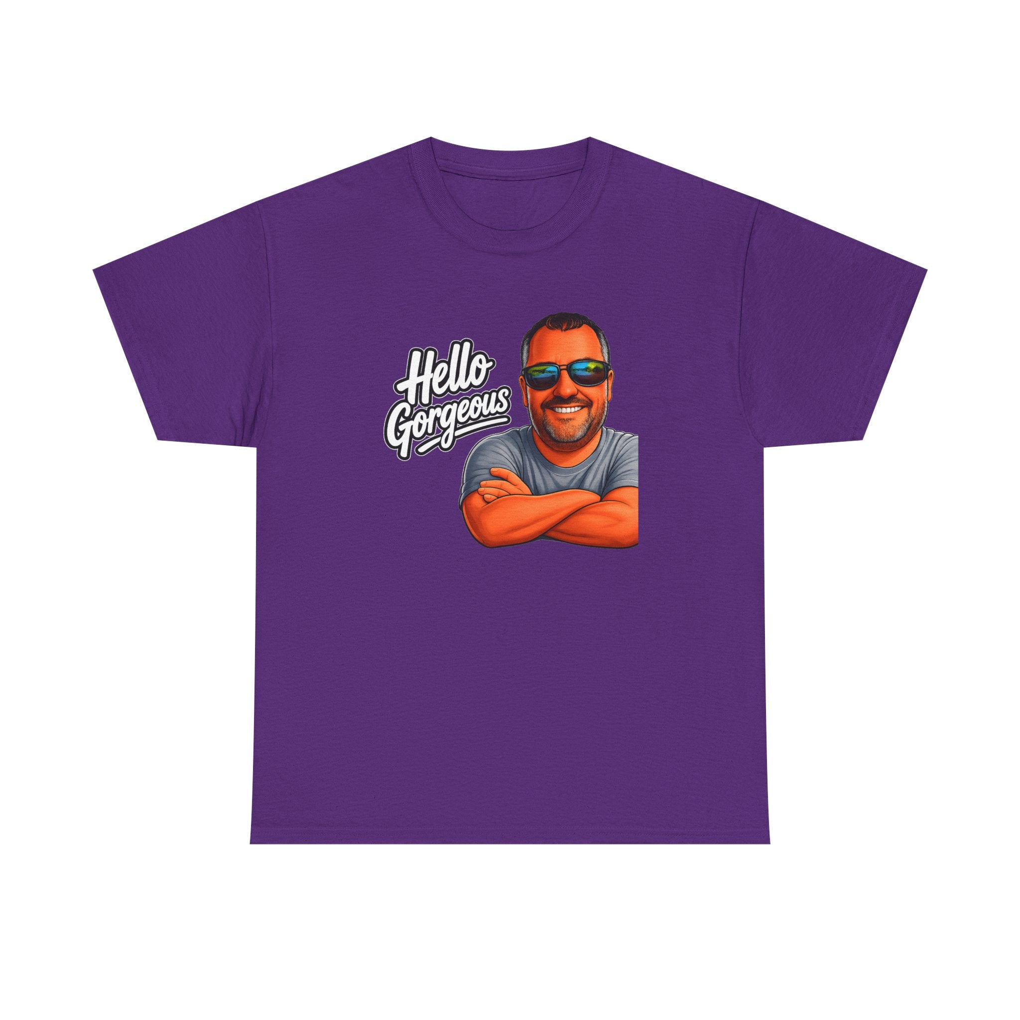 Hello Gorgeous Graphic Tee — Funny Retro Portrait T‑Shirt