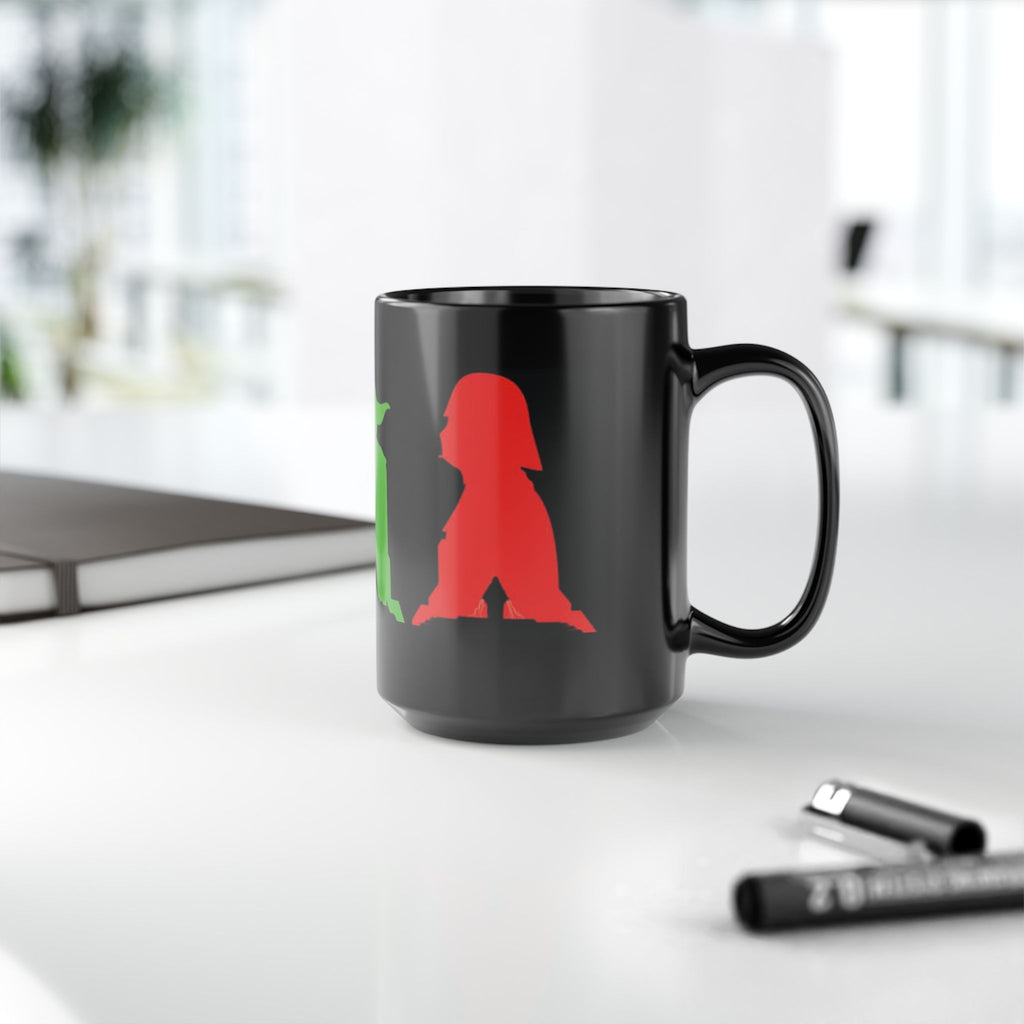Star Wars Silhouette Mug — Yoda, Vader & Luke Color Portrait Coffee Cup (11oz/15oz)