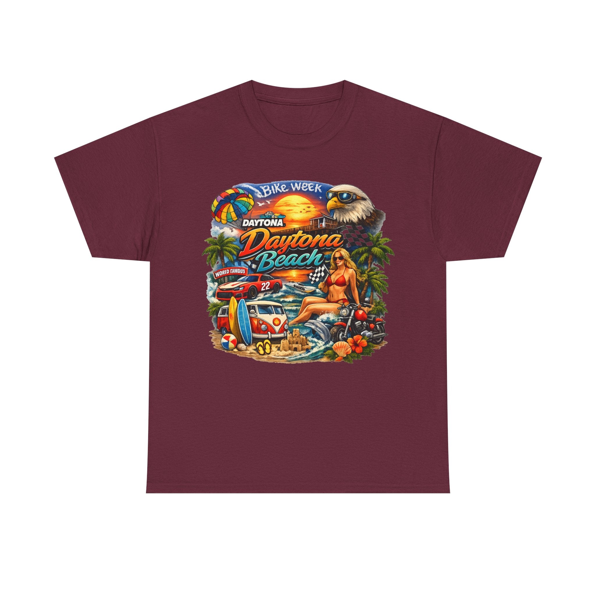 Daytona Beach Vintage Surf T-Shirt — Retro Sunset Palm Beach Tee