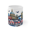 London Skyline Ceramic Mug — Union Jack 'London' Coffee Cup (11oz & 15oz)