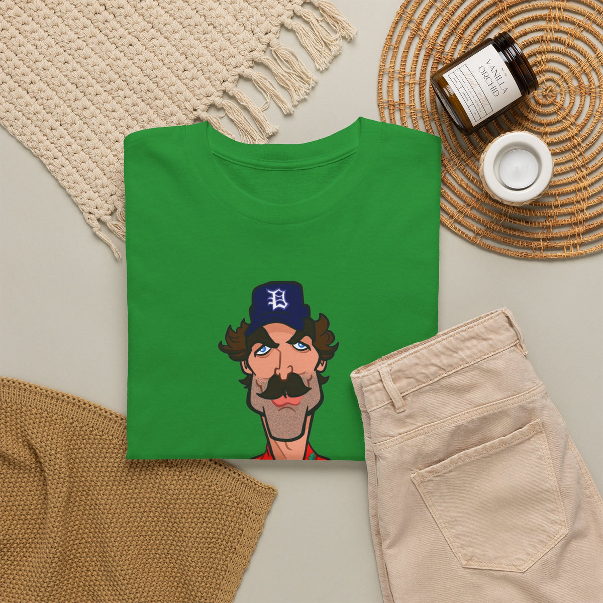 Magnum PI Retro Caricature T-Shirt — Retro Mustache Hat Portrait Tee
