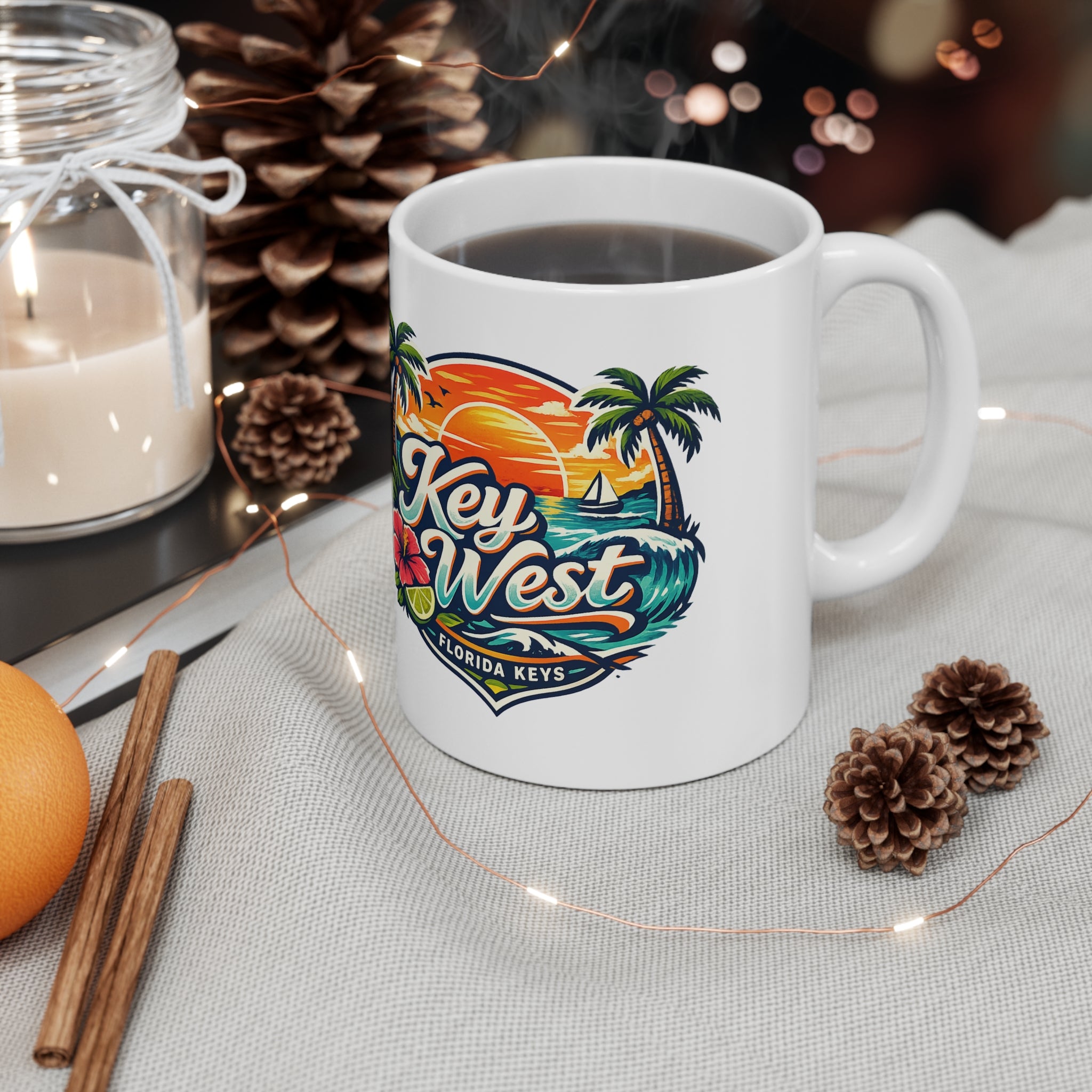 Key West Florida Keys Ceramic Coffee Cups, 11oz, 15oz