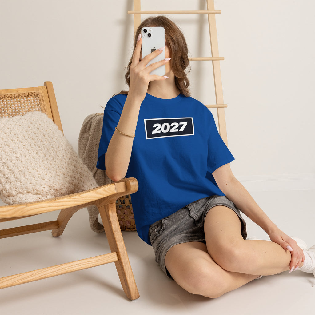 Oasis Inspired 2027 Graphic Tee — Minimal Year Rectangle T‑Shirt for New Year Celebrations