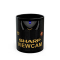 Retro Manchester United Sharp Viewcam Inspired Black Mug — Retro Football Jersey Design (11oz/15oz)