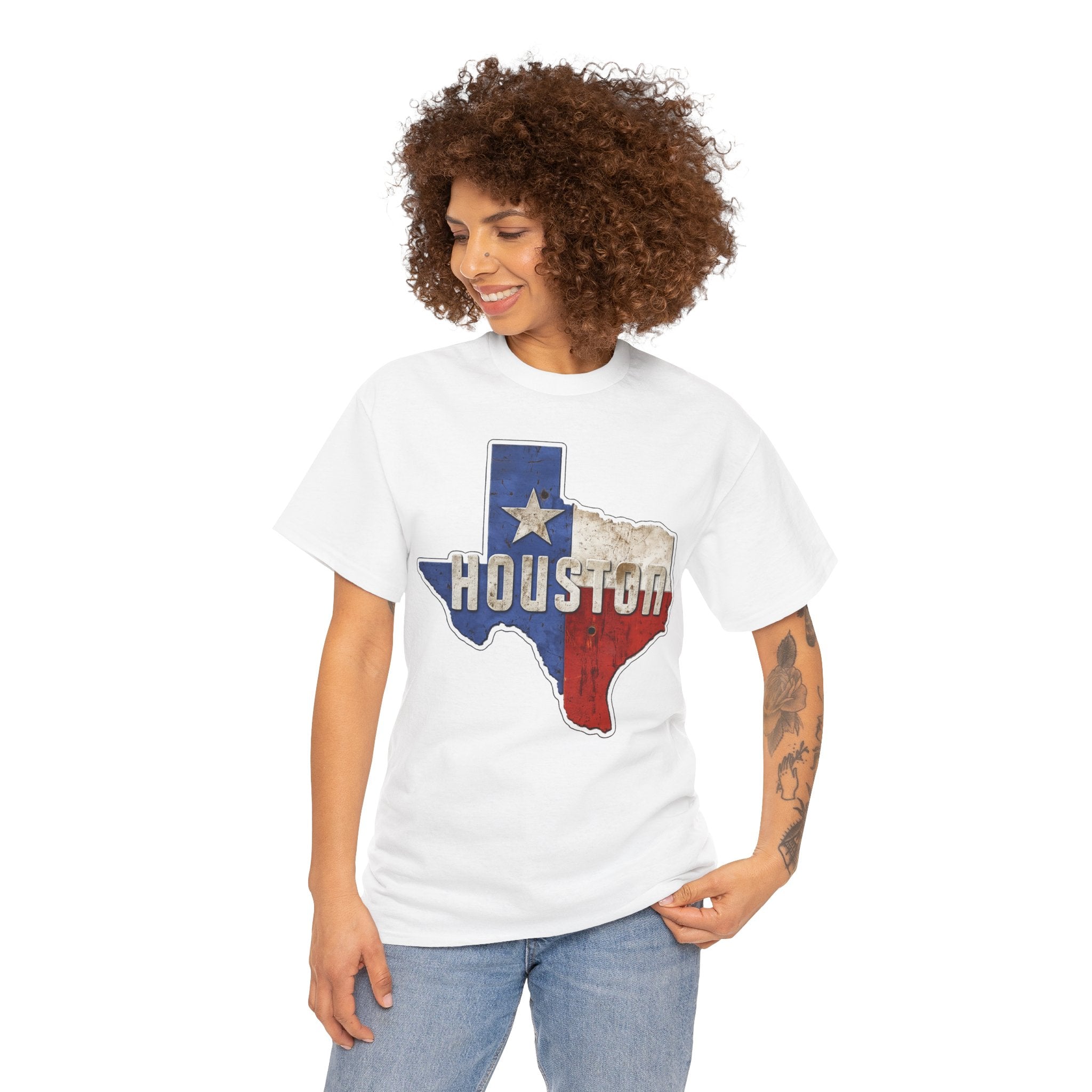 Houston Texas Flag Graphic Tee — Vintage State Outline T-Shirt