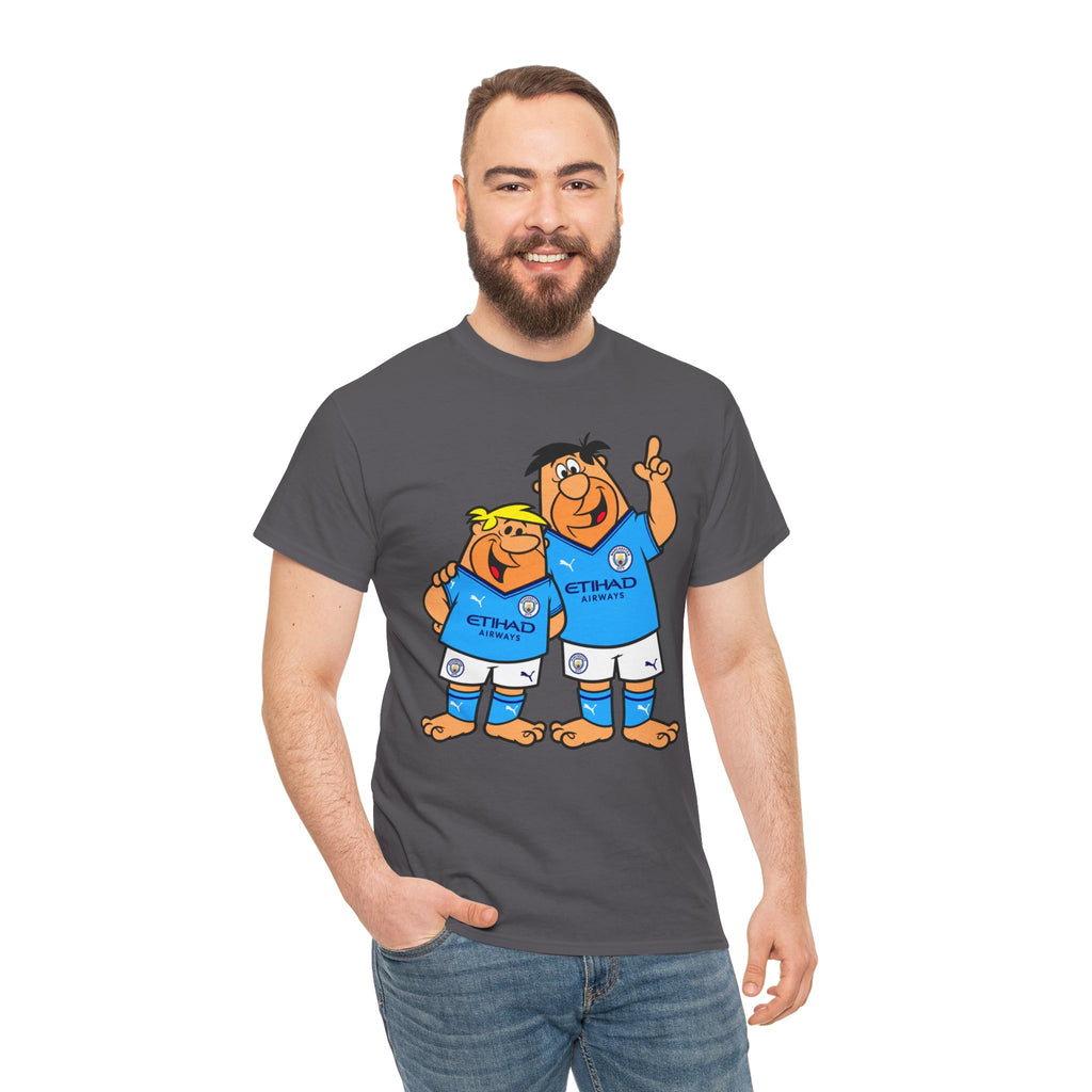 Manchester City The Flintstones Etihad Airways Cartoon Cotton T-Shirt