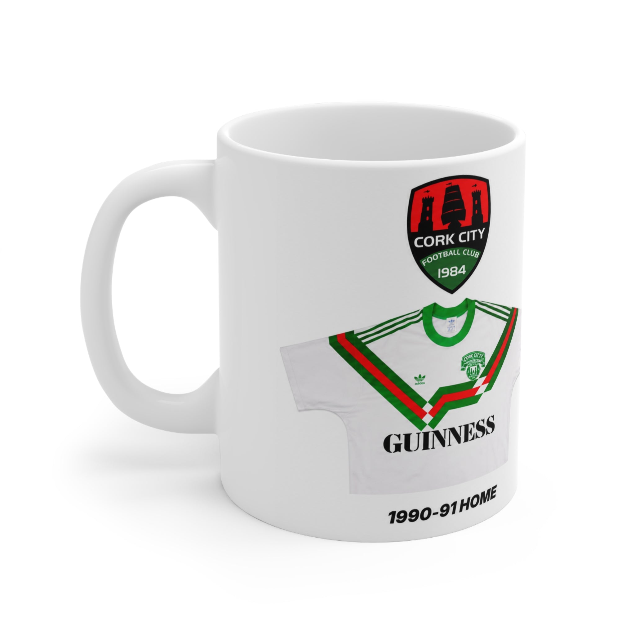 Cork City 1990-91 Home Jersey Mug — Guinness Ceramic Coffee Cup (11oz, 15oz)