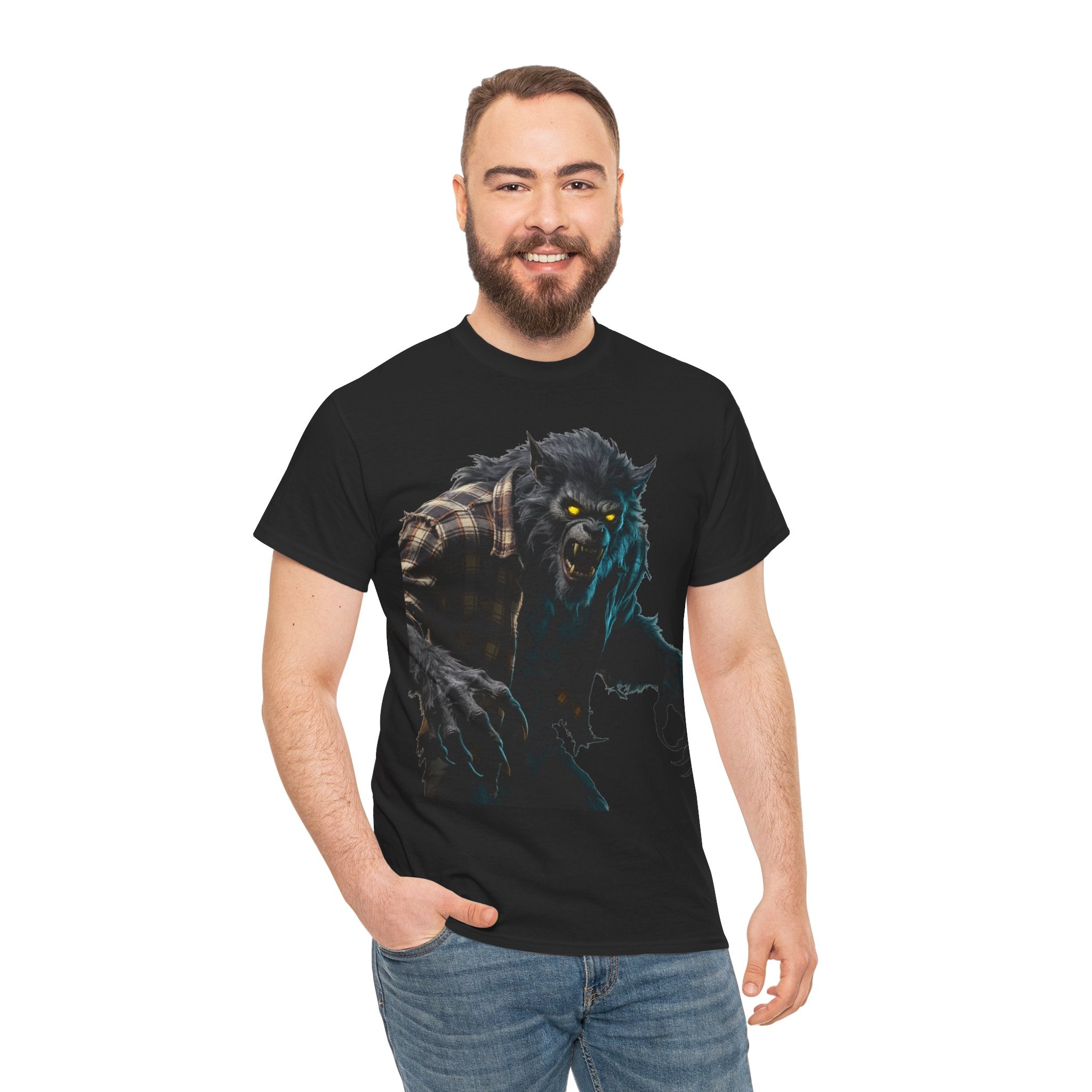 Werewolf Graphic Tee — Glowing Eyes Horror T‑Shirt