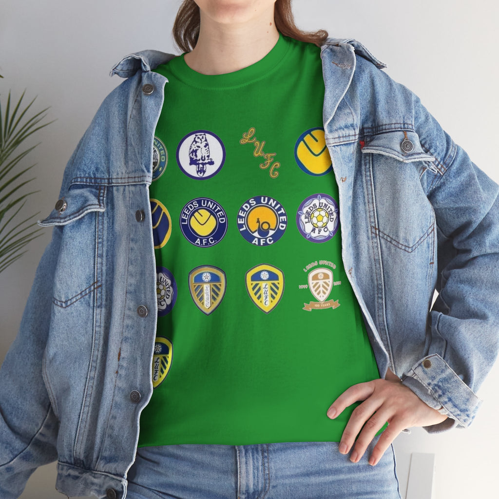 Leeds United Retro Crest Cotton T-Shirt — Vintage Football Club Emblem Tee