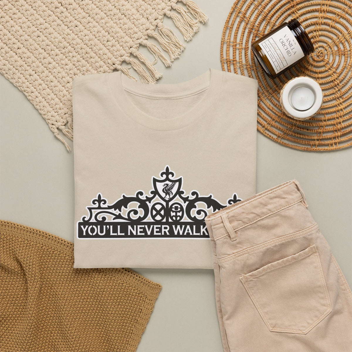 You'll Never Walk Alone T‑Shirt — Liverpool FC Crest Cotton Tee