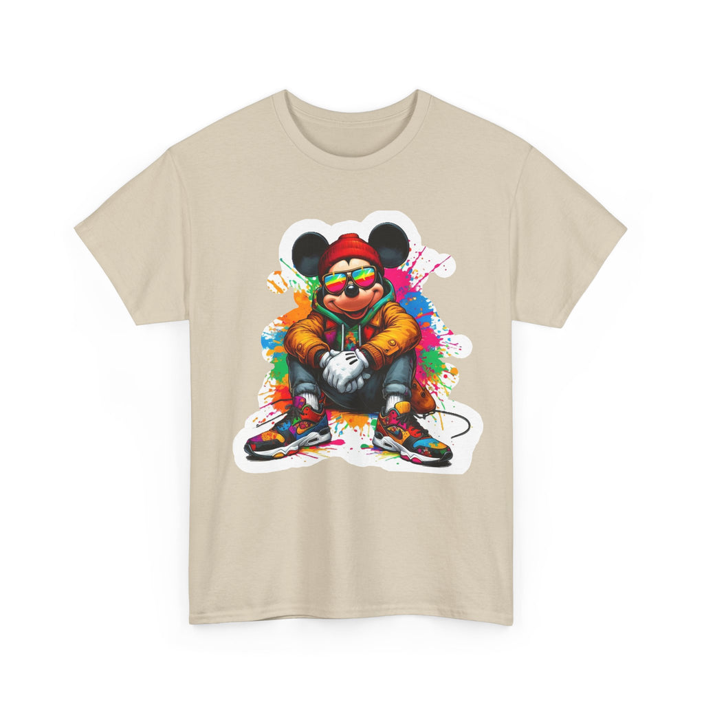 Streetwear Mouse Graphic Tee — Colorful Urban Hip-Hop Cartoon Shirt