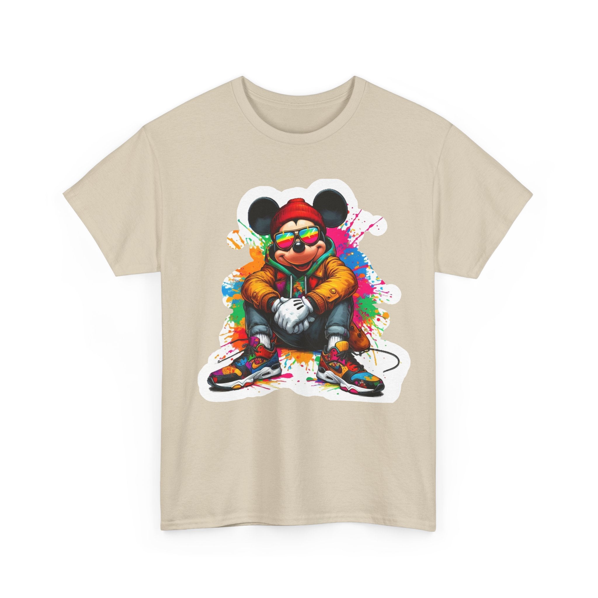 Streetwear Mouse Graphic Tee — Colorful Urban Hip-Hop Cartoon Shirt