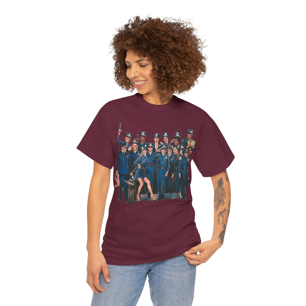 Police Academy Movie Inspired Cotton T‑Shirt — Retro Squad Photo Tee