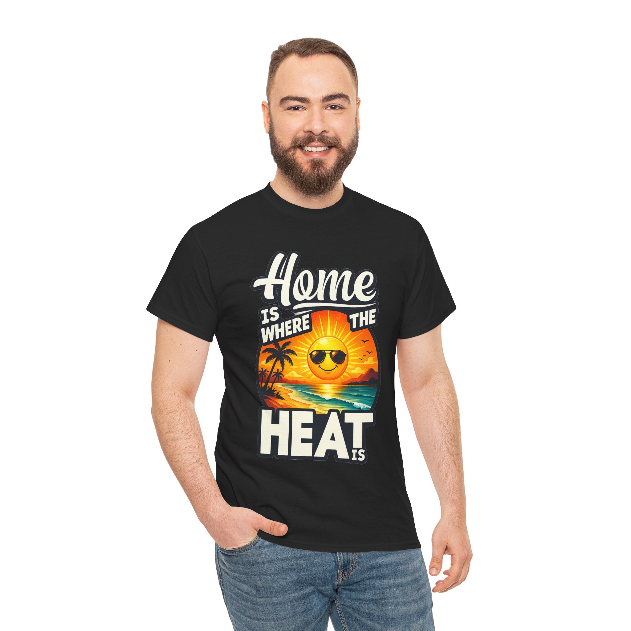 Home Is Where The Heat Is T-Shirt — Retro Beach Sunset Tee