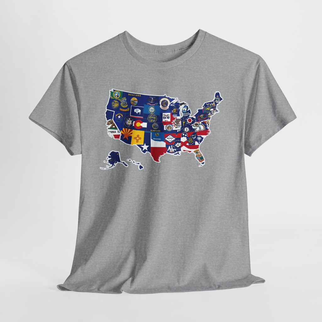 USA Map Flag T-Shirt — United States State Flag Map Tee