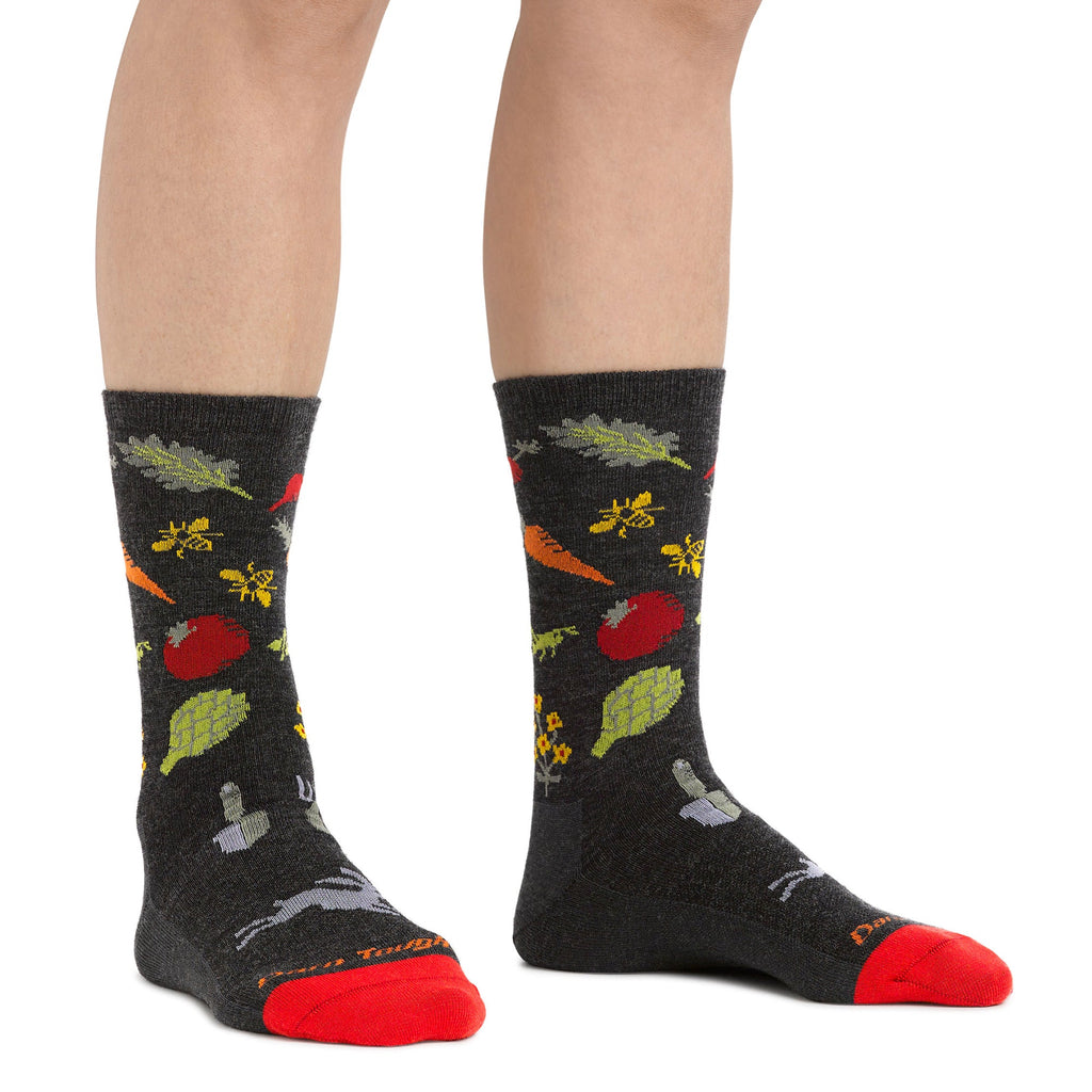 Ladies Vegetable Patterned Lightweight Merino Wool Crew Socks