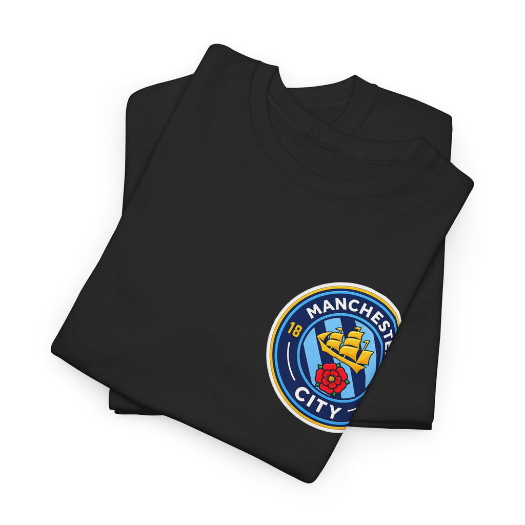 Manchester City Inspired Crest T‑Shirt – Circular Badge Chest Logo Tee