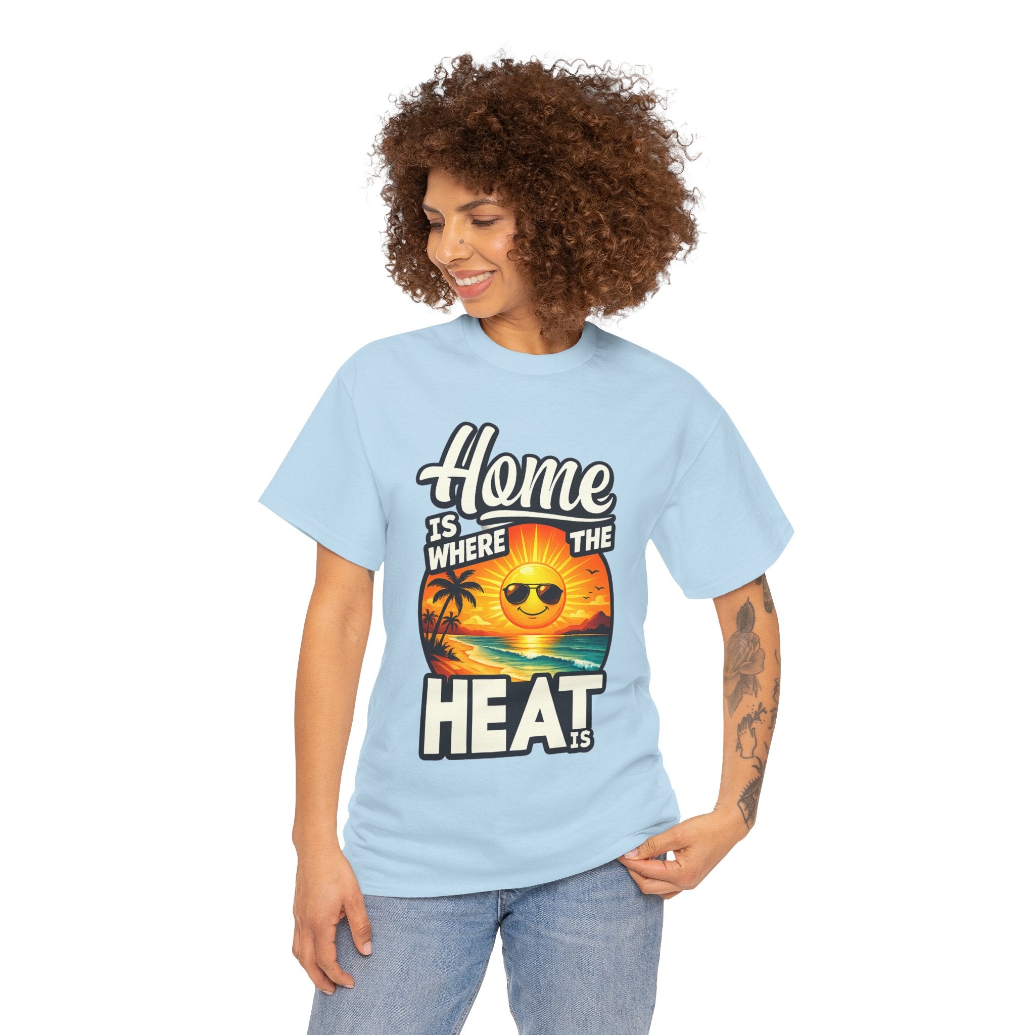 Home Is Where The Heat Is T-Shirt — Retro Beach Sunset Tee