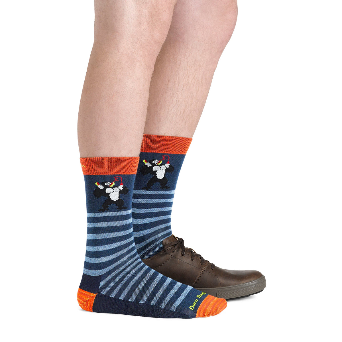 Mens Animal Patterned Crew Lightweight Seamless Merino Wool Socks
