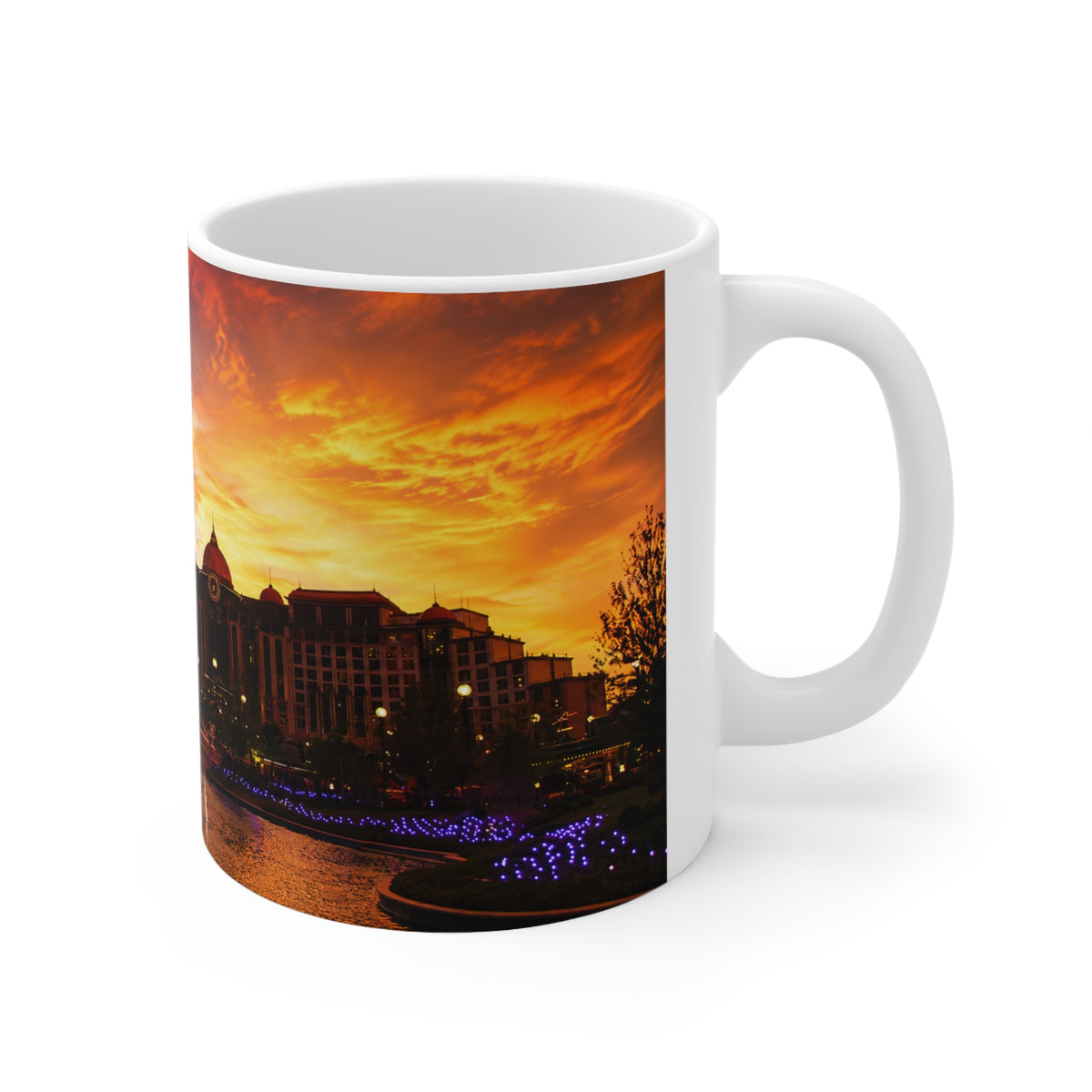 Epic Universe Sunset Ceramic Mug — Vibrant Sunset Skyline Coffee Cup (11oz & 15oz)