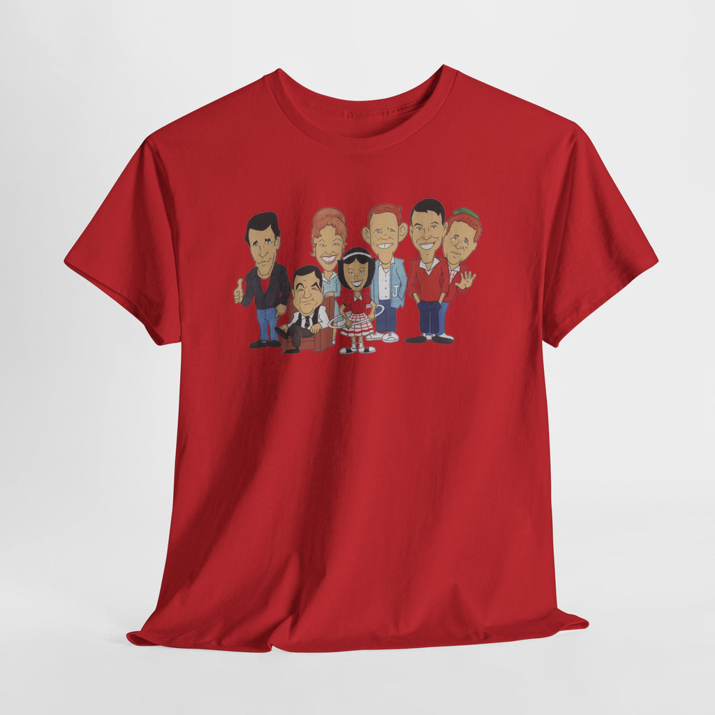 Happy Days Retro TV Cast Cartoon Tee - Vintage Sitcom Character Group Shirt
