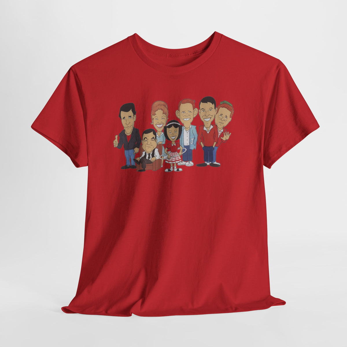 Happy Days Retro TV Cast Cartoon Tee - Vintage Sitcom Character Group Shirt