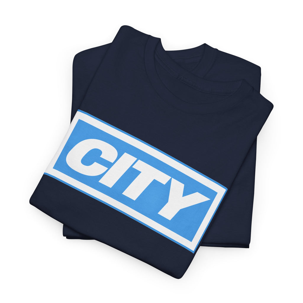 City Logo T-Shirt — Bold Blue Box Graphic Tee