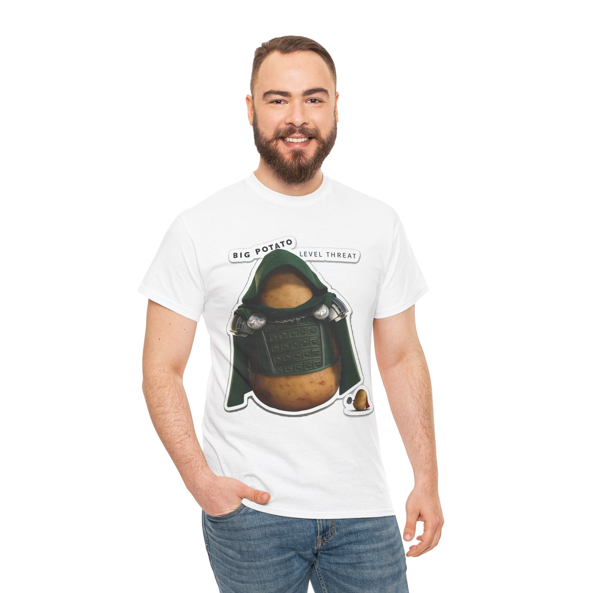 Big Potato "Level Threat" Doom Tee — Funny Potato Soldier Graphic T-Shirt