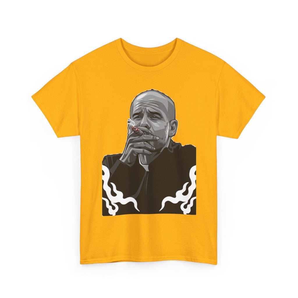 Pep Guardiola Smoking Portrait T‑Shirt — Moody Graphic Tee