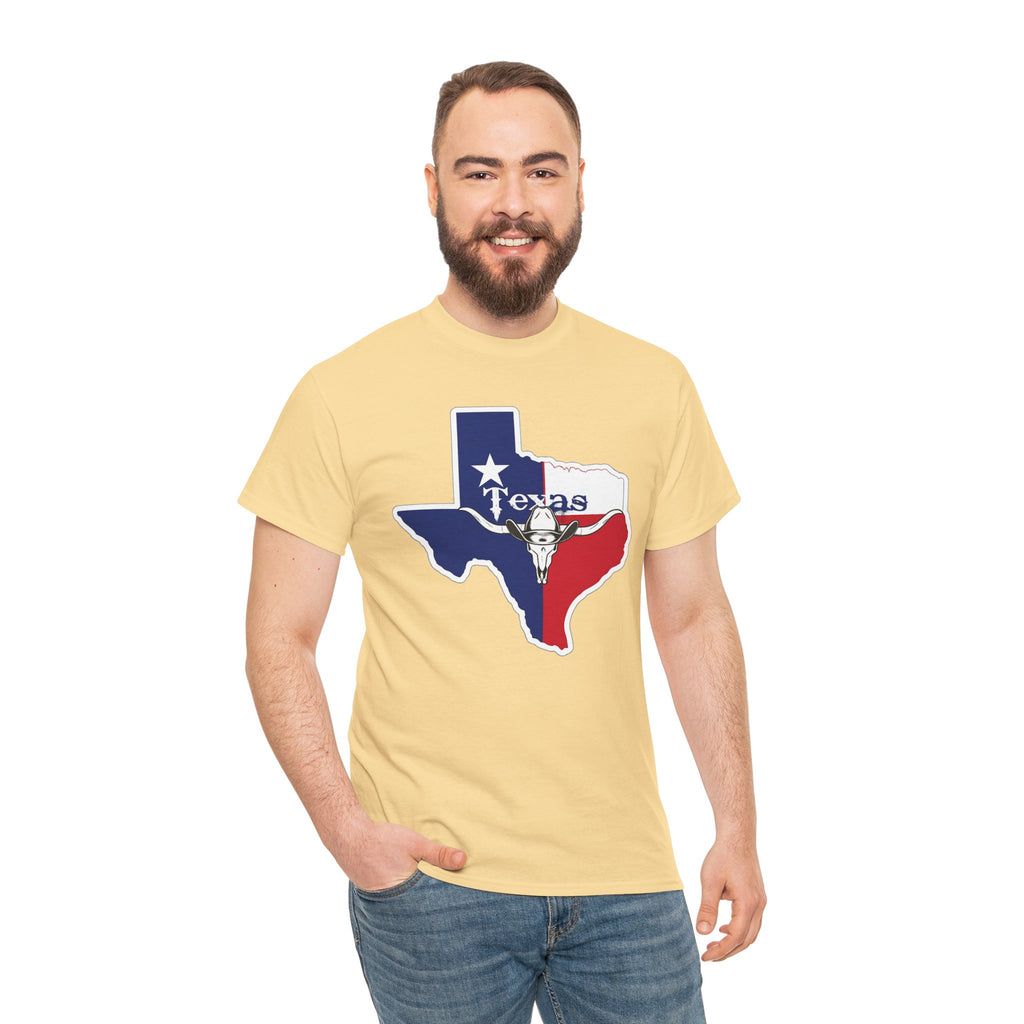 Texas Flag Outline T-Shirt — Lone Star State Map Tee with 'Texas' Text