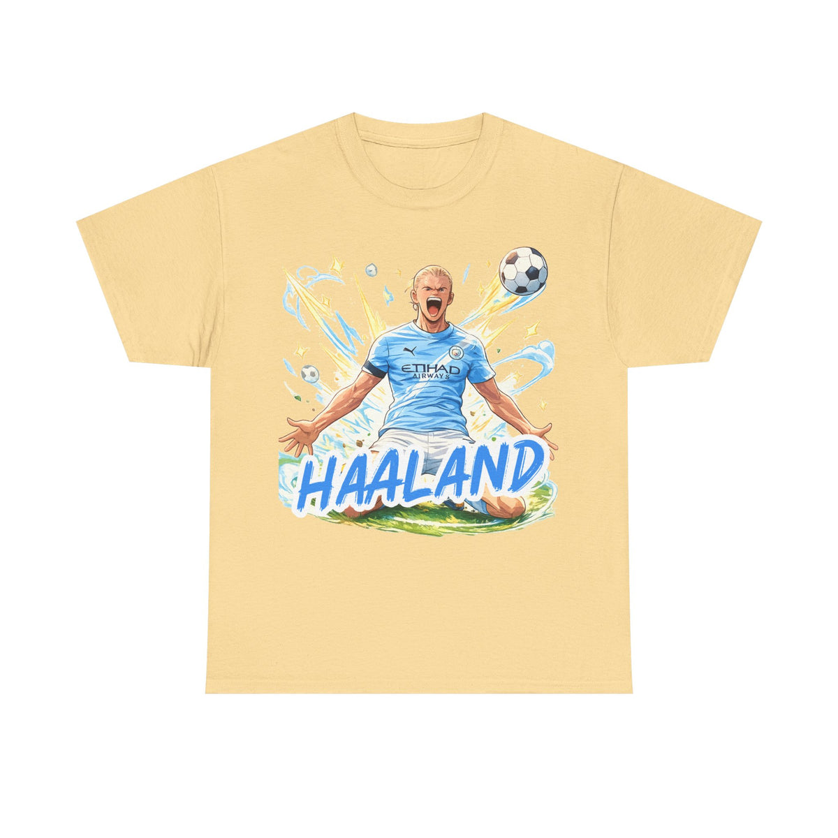 Erling Haaland Anime Fan Tee — Celebratory Football Player Graphic T-Shirt