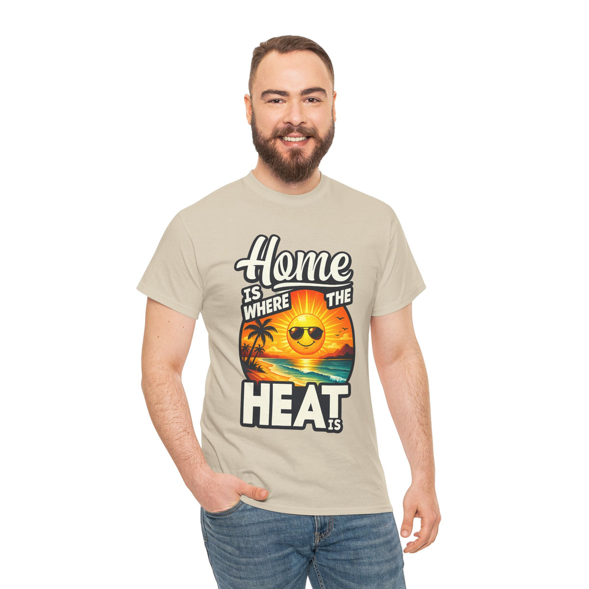 Home Is Where The Heat Is T-Shirt — Retro Beach Sunset Tee