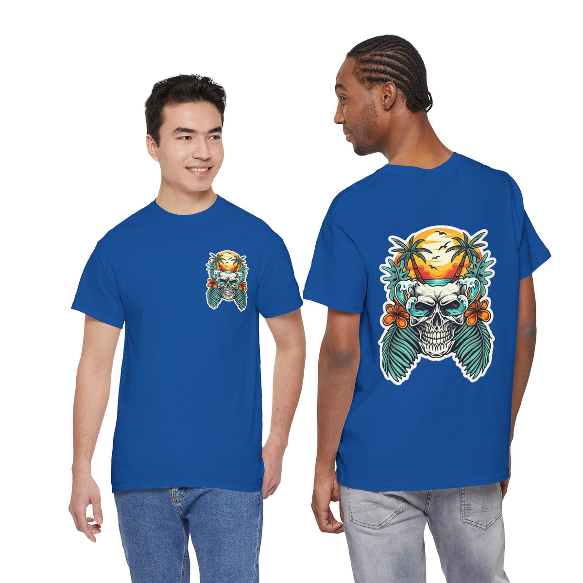 Tropical Skull Tee — Sunset Palm Beach Skull T-Shirt